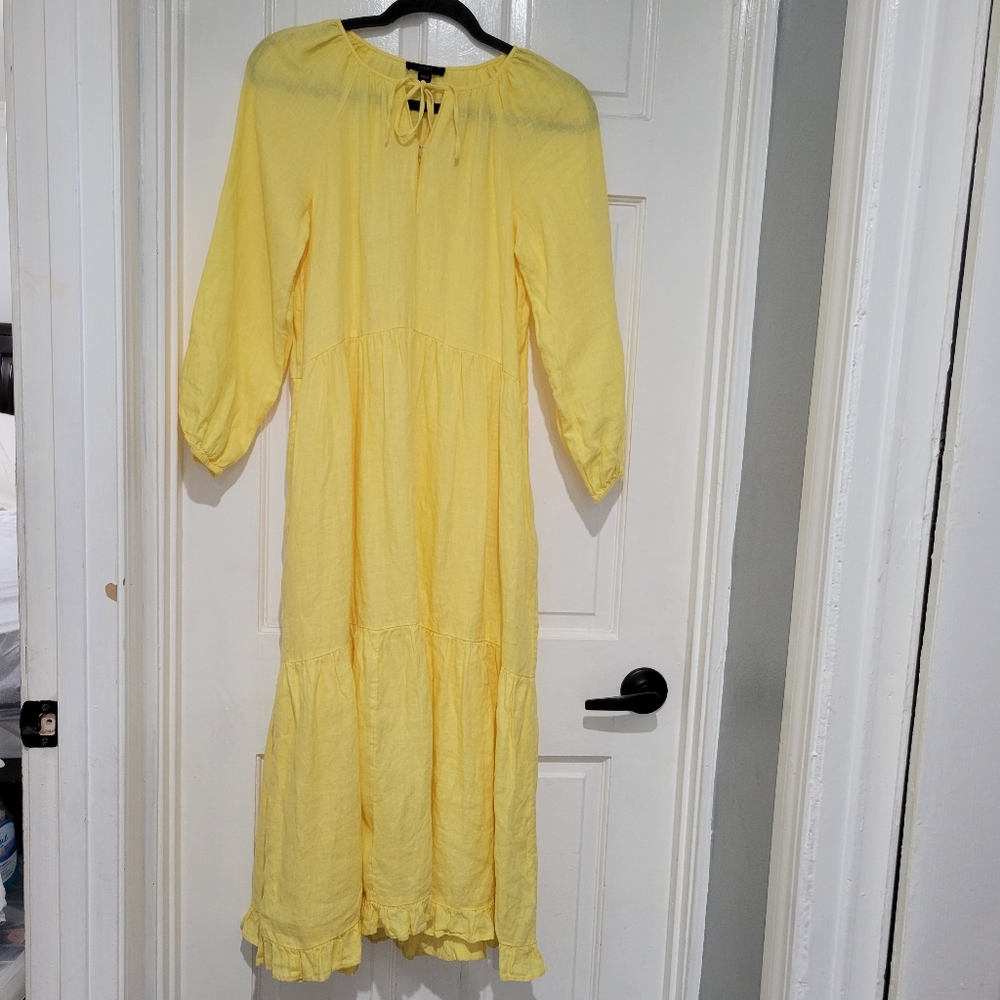 JCrew Long-sleeve tiered dress in linen - Picture 9 of 15
